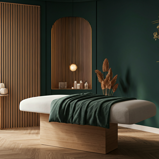 A calm private treatment room prepared for holistic care.
